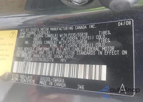 2009 Lexus Rx 350 из США, поврежденный, VIN 2T2GK31U19C063778